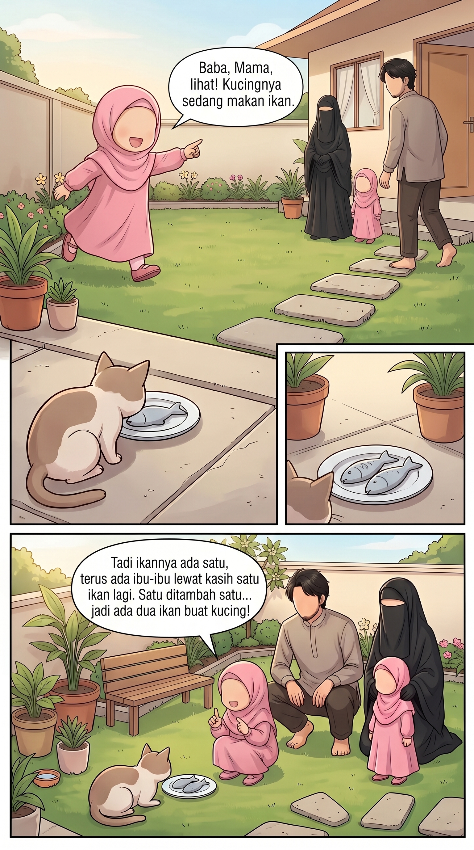 Cuplikan komik anak melihat kejadian kecil di rumah.